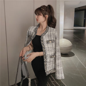 Vintage Little Fragrant Tweed Short Jacket for Women with Loose Fit