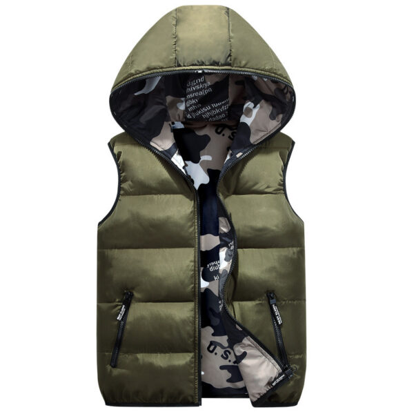 Stylish Unisex Cotton Down Vest in Camouflage Design - Image 2