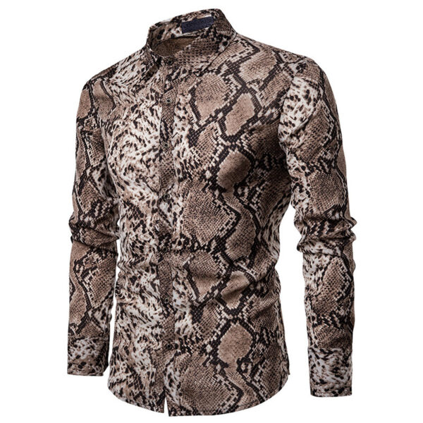 Unleash Your Wild Side with Men's Snake Print Shirt - Image 4