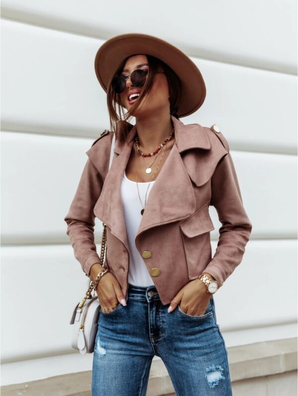 Deerskin Velvet Jacket for Women with Lapel Collar - Image 4