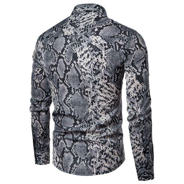 Unleash Your Wild Side with Men's Snake Print Shirt - Image 3