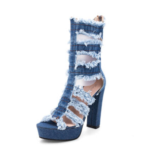 Denim Sandals with High Heels for Women