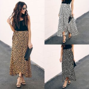 Flowy Leopard Print Maxi Skirt for Women