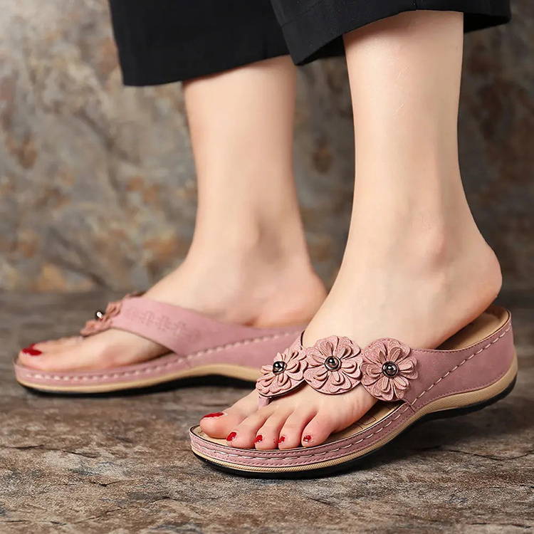 Flower Wedge Sandals