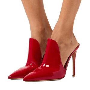Step up your style with our PU leather heeled mules