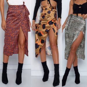 Irregular Slit Lace Skirt for Women with High Waist