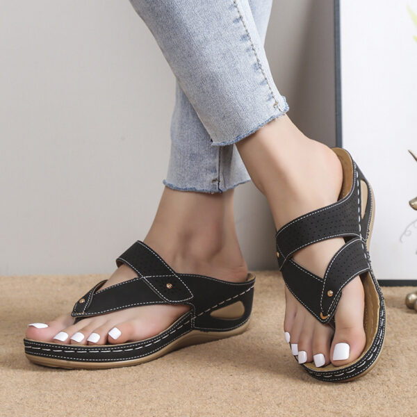Non-Slip Platform Chunky Heel Thong Sandals for Women - Image 4