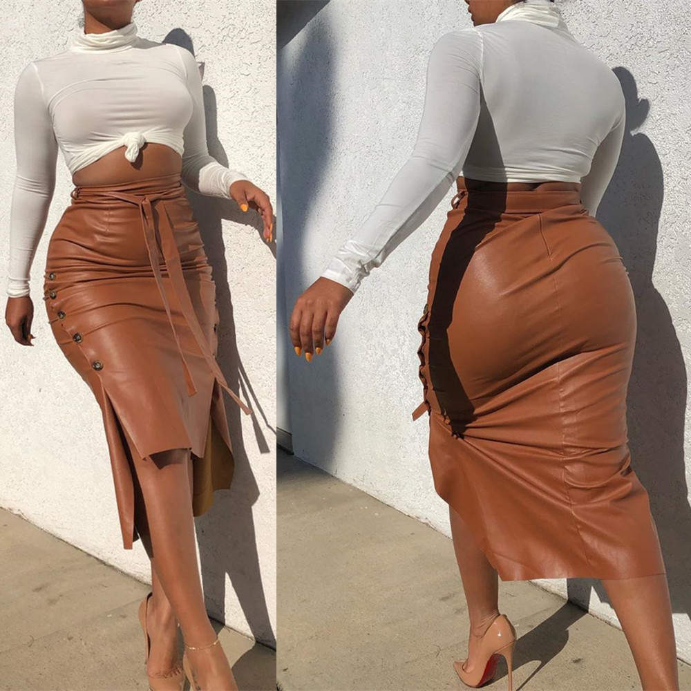 Leather Lace Up Skirt