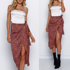 Irregular Slit Lace Skirt for Women with High Waist