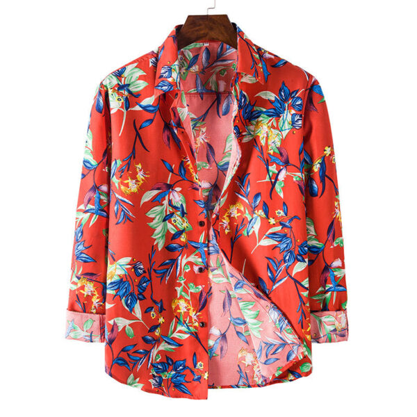 Stay Fashion-Forward with Our Long-Sleeved Floral Shirt for Men - Image 2