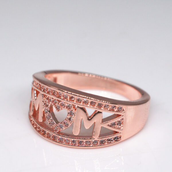 Gold-Plated Mom Ring with Heart-Shaped Diamond Detail - Image 7