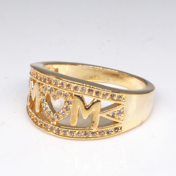 Gold-Plated Mom Ring with Heart-Shaped Diamond Detail - Image 6