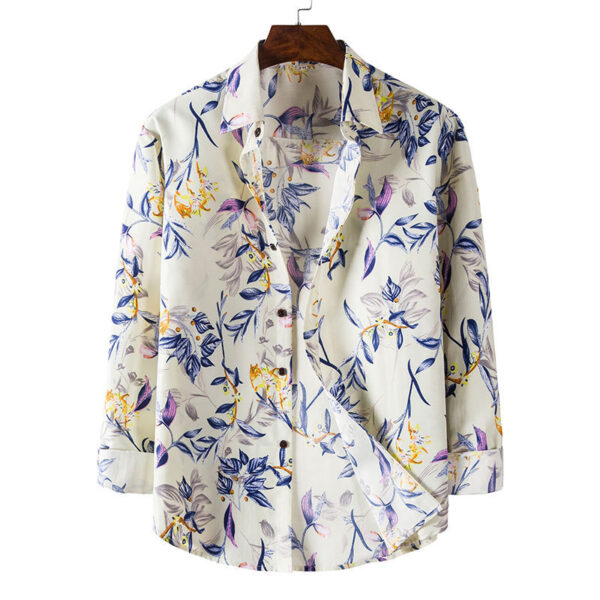 Stay Fashion-Forward with Our Long-Sleeved Floral Shirt for Men - Image 4