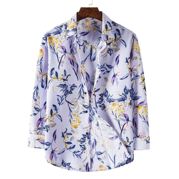 Stay Fashion-Forward with Our Long-Sleeved Floral Shirt for Men - Image 3