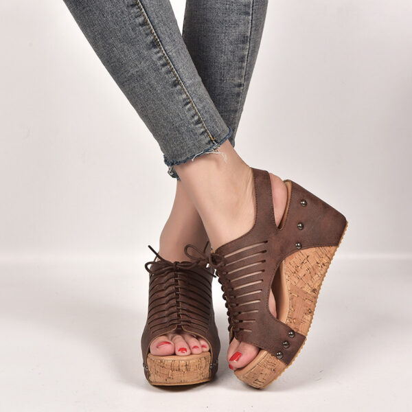 Chic and Comfortable Laser Mesh Wedge Sandals for Women - Image 6