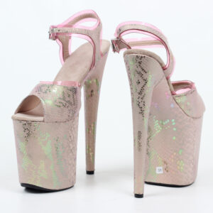 Strut Your Stuff in Super High Heel Pink Snake Skin Sandals