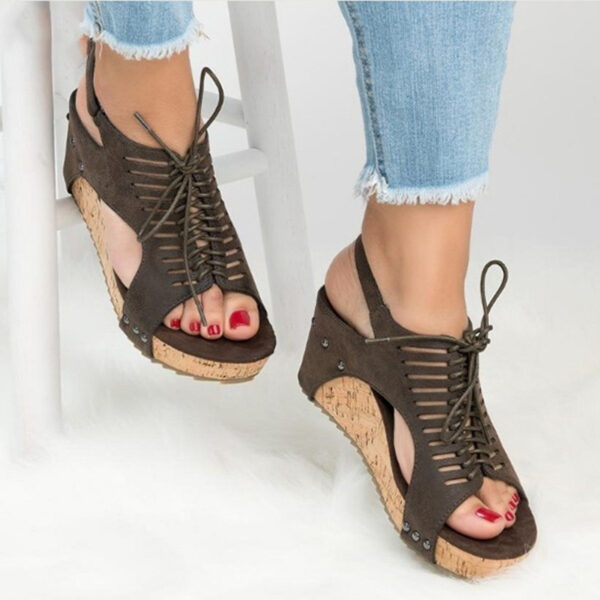 Chic and Comfortable Laser Mesh Wedge Sandals for Women - Image 4