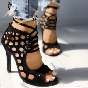 Hollow Out Pointed Toe Sandals for Women with Crossed Straps