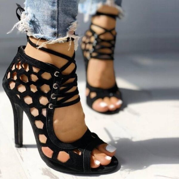 Hollow Out Pointed Toe Sandals for Women with Crossed Straps - Image 2
