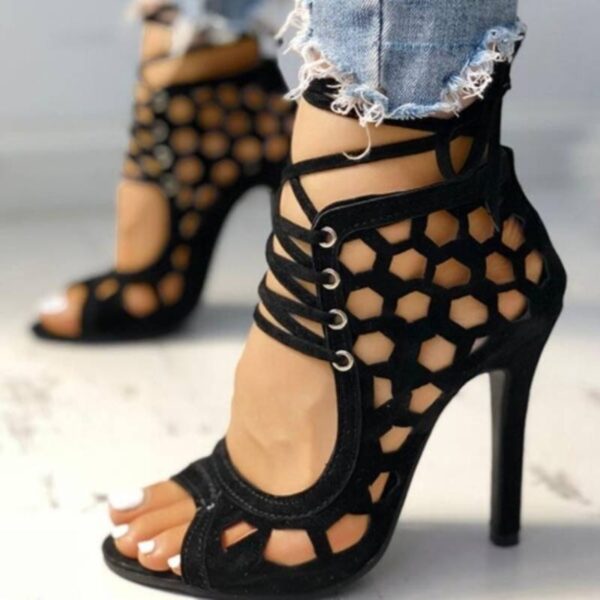 Hollow Out Pointed Toe Sandals for Women with Crossed Straps - Image 4