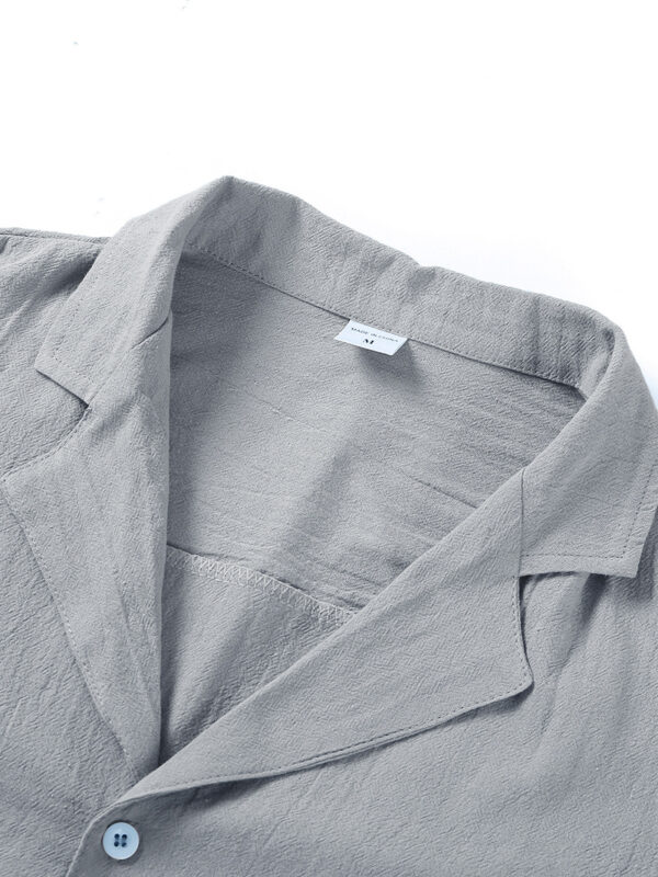Short Sleeve Button Down Linen Shirt for Men Versatile Style - Image 8