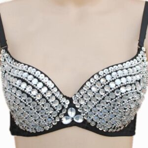 Enchanting Gothic Push Up Bra with Dazzling Rhinestones for Women
