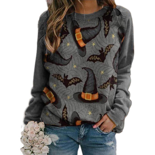 Women's Pullover Sweater with Bat Print - Image 2