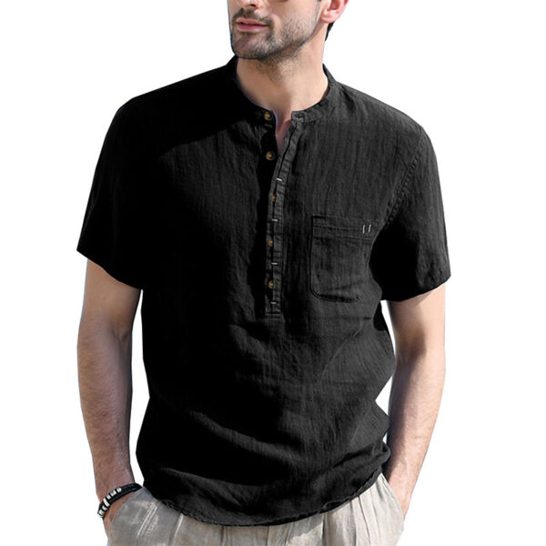 Men's Fashionable Short Sleeved Linen Shirt - Image 8
