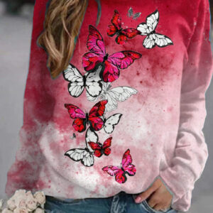 Women’s Sweatshirt with Beautiful Butterfly Accents