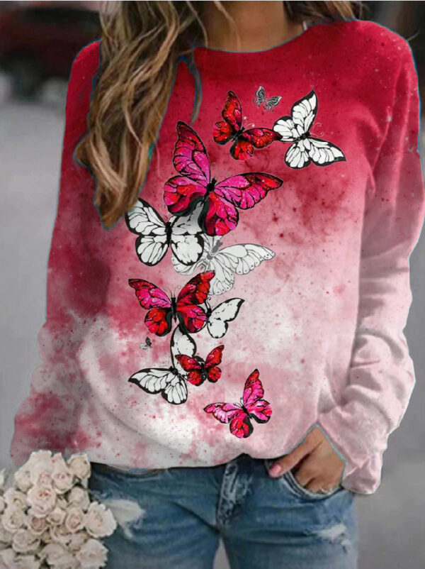 Women's Sweatshirt with Beautiful Butterfly Accents - Image 2
