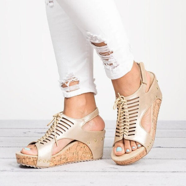 Chic and Comfortable Laser Mesh Wedge Sandals for Women - Image 5