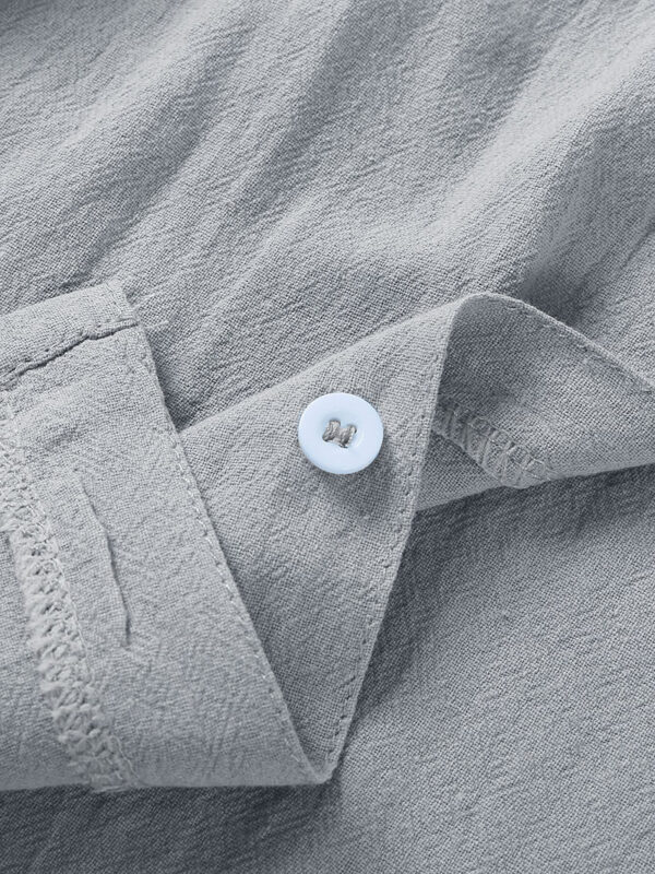 Short Sleeve Button Down Linen Shirt for Men Versatile Style - Image 9
