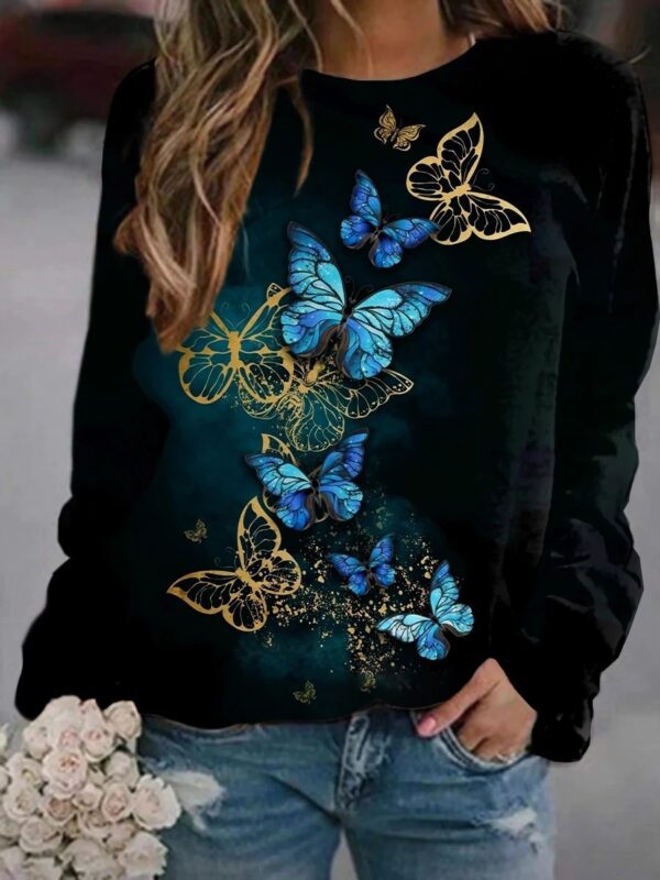 Women's Sweatshirt with Beautiful Butterfly Accents - Image 3