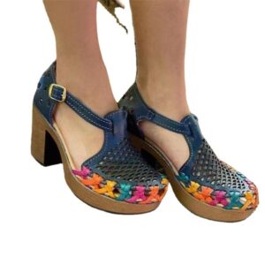 Hollow Out Wedge Buckle Sandals for Women with Low-Cut Design