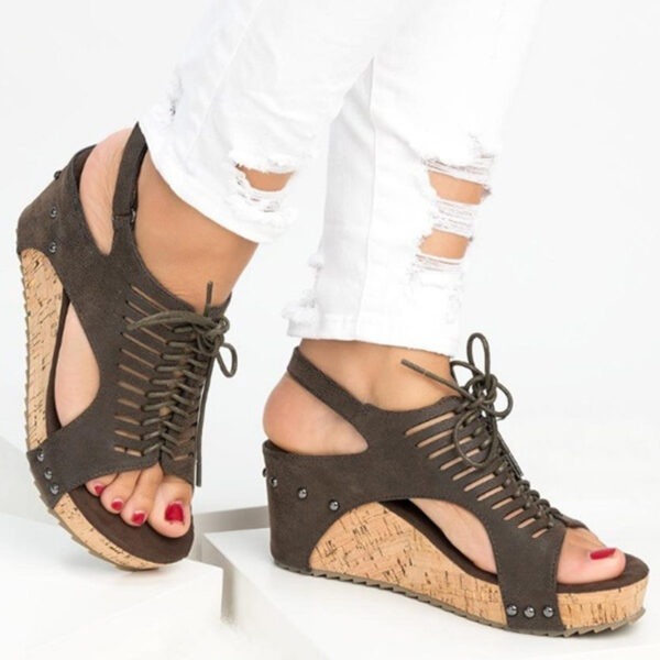 Chic and Comfortable Laser Mesh Wedge Sandals for Women - Image 2
