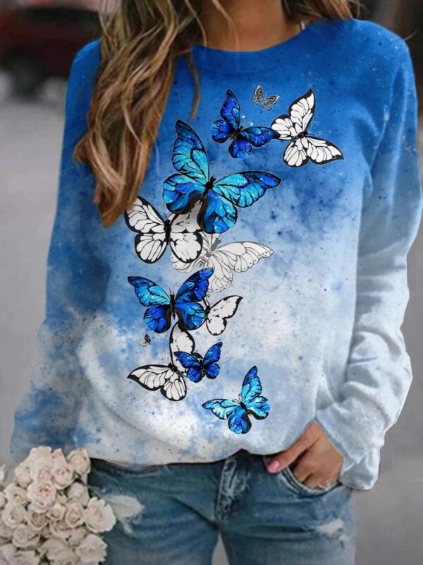 Women's Sweatshirt with Beautiful Butterfly Accents - Image 5