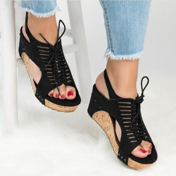 Laser Mesh Wedge Sandals