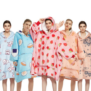 Stay Warm and Snug with Our Unisex Oversized Wearable Fleece Blanket Hoodie