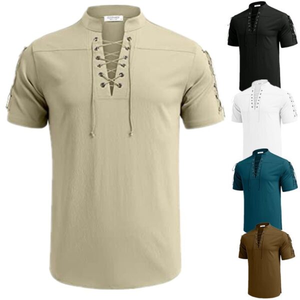 Tie V Neck Linen Shirt