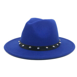 Unisex Rivet Band Wool Fedora Hat