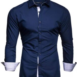 Men’s Cotton Shirt with Contrasting Long Sleeves for a Distinctive Look