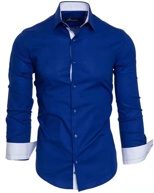 Men's Cotton Shirt with Contrasting Long Sleeves for a Distinctive Look - Image 4