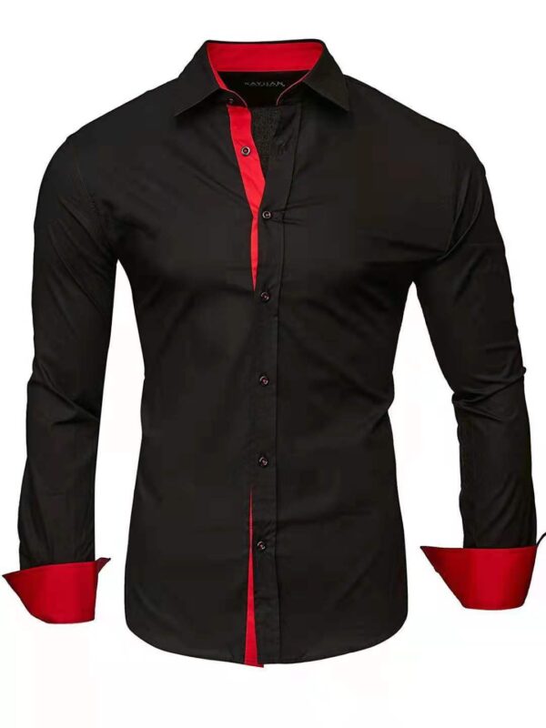 Men's Cotton Shirt with Contrasting Long Sleeves for a Distinctive Look - Image 2