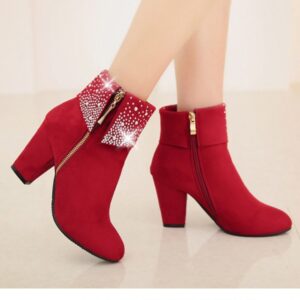 Women’s Nubuck Rhinestone Ankle Boots