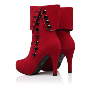 Women’s High Heel Cashmere Mid Tube Boots with Buttons