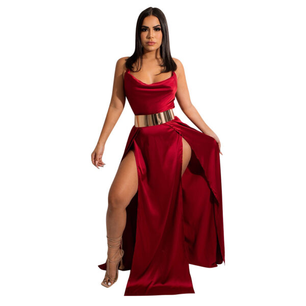 Stylish Sling Backless Split Dress for Women - Image 4