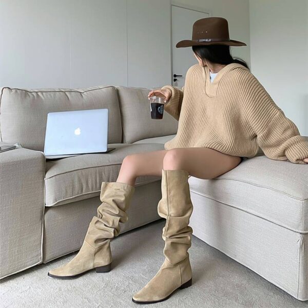 Women's Suede High Leg Boots - Image 4