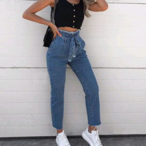 Women’s Belted Floral Jeans