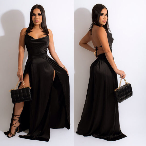 Stylish Sling Backless Split Dress for Women - Image 3