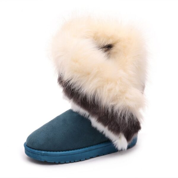 Women's Tassel Snow Boots with Faux Rabbit Fur - Image 4